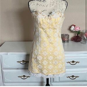 Vintage Yellow Strapless Dress